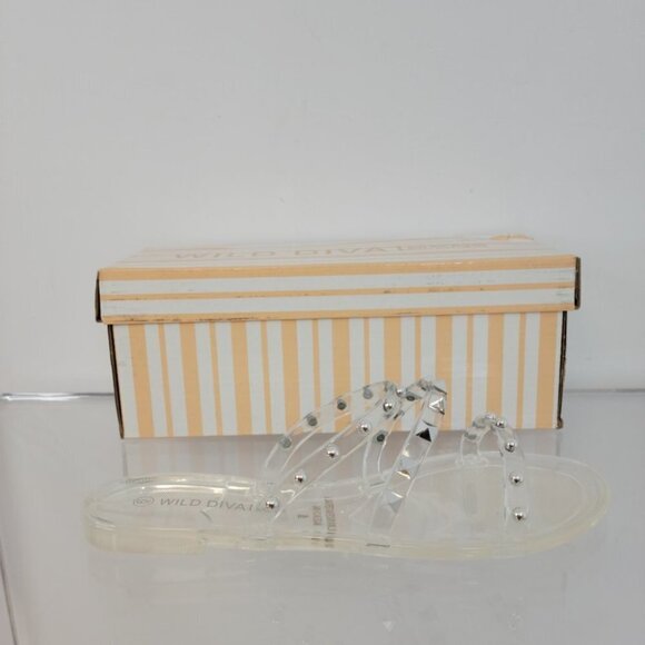 Wild Diva Studded Clear Slides Size 6 NIB - Picture 5 of 5